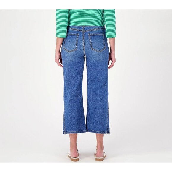 Isaac Mizrahi Live! Tall True Denim Pull On Crop Jeans Womens 4 Blue Indigo NEW - Picture 2 of 8